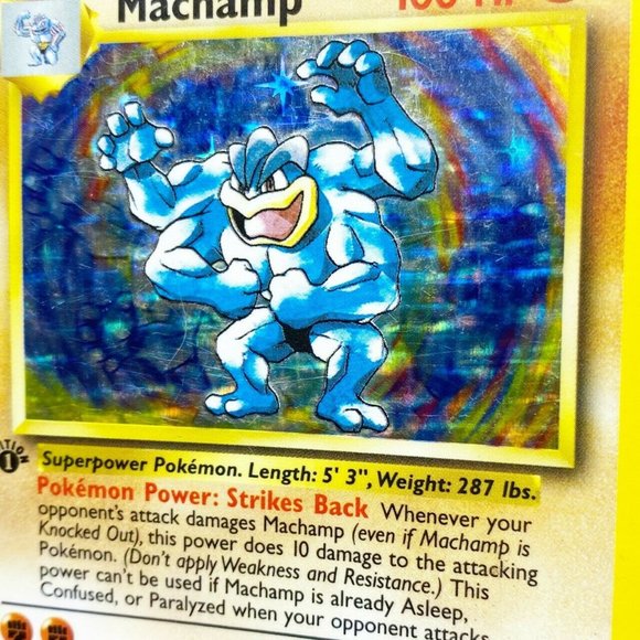 Pokemon MACHAMP 1st Edition Holo Rare 8/102 Base - Picture 12 of 13